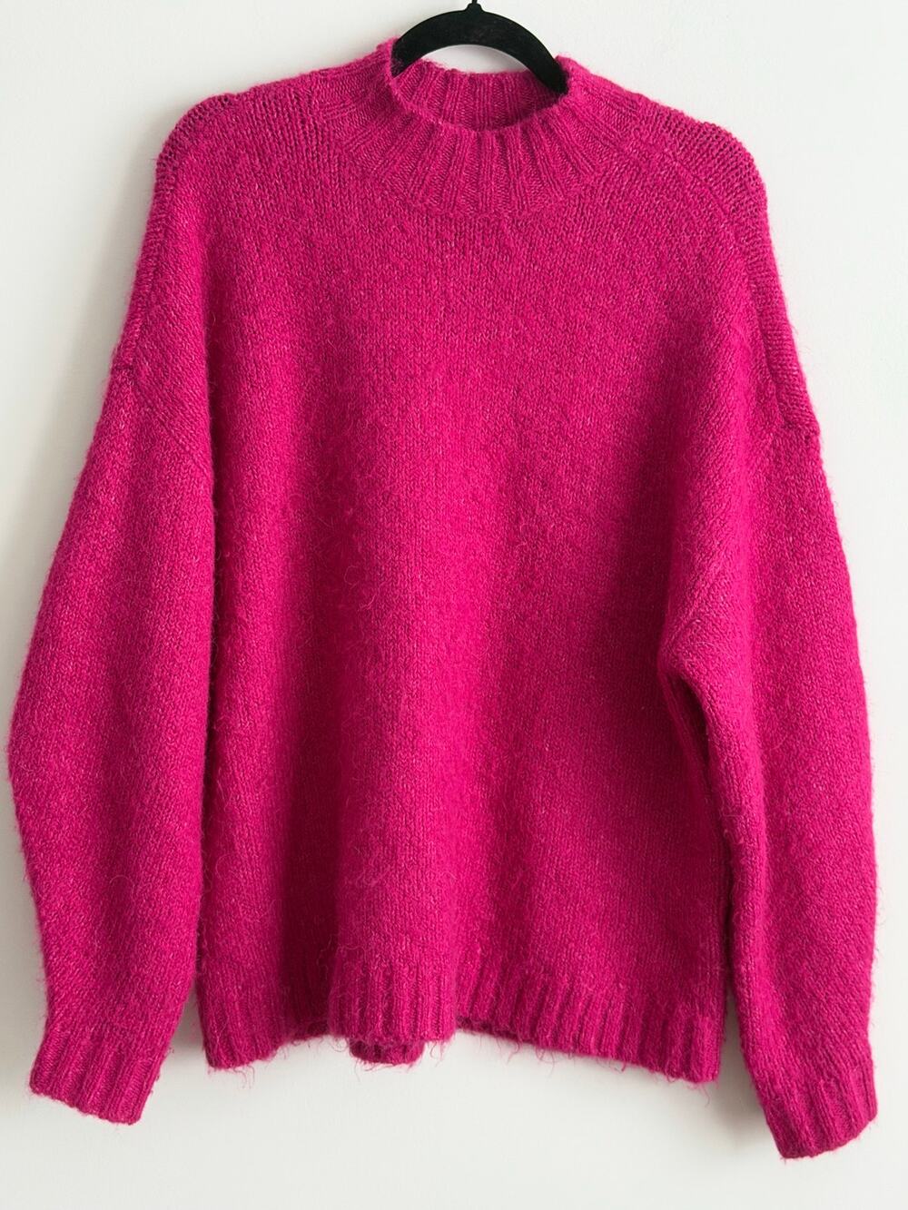 Pistola Carlen Fuchsia Pink Fuzzy Alpaca Blend Mock Neck Sweater XS